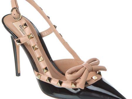 Valentino Rockstud Bow 100 Patent Slingback Pump Cheap