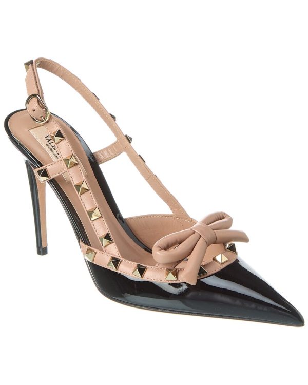 Valentino Rockstud Bow 100 Patent Slingback Pump Cheap