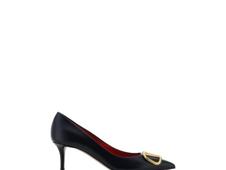 Valentino Garavani VLogo Leather Pumps with Kitten Heel and Logo Plaque Online now