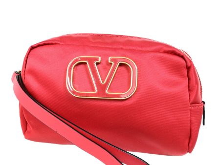 Valentino Garavani V Logo Red Synthetic Clutch Bag () For Discount