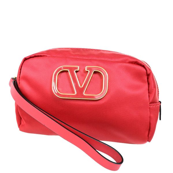 Valentino Garavani V Logo Red Synthetic Clutch Bag () For Discount