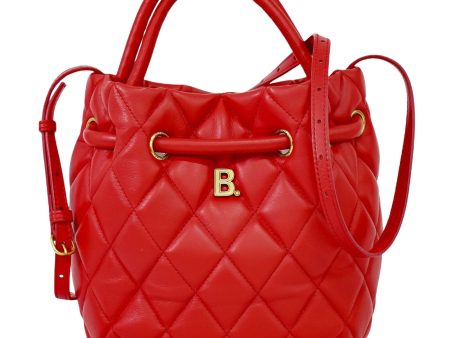 Balenciaga B Bucket Red Leather Shoulder Bag () on Sale