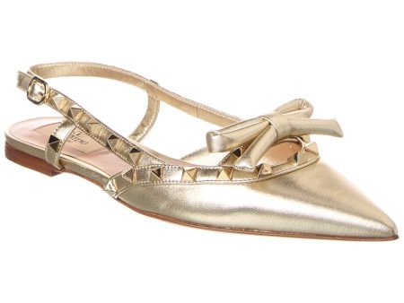 Valentino Rockstud Bow Leather Slingback Ballerina Flat Supply