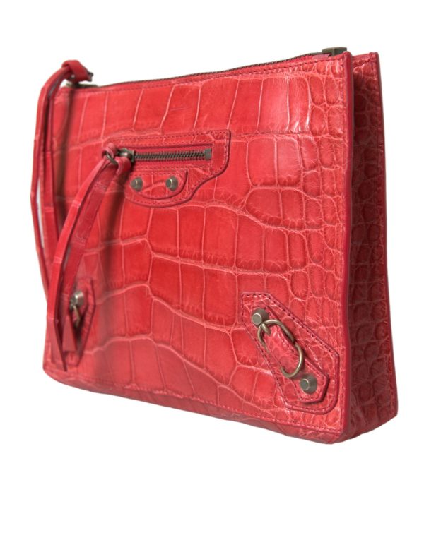 Balenciaga Exotic Red Alligator Leather Women s Clutch Fashion