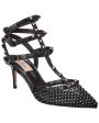 Valentino Rockstud Caged 65 Mesh & Leather Ankle Strap Pump Online Hot Sale