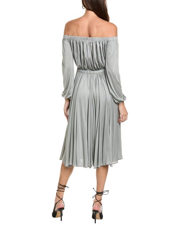 Valentino Off-Shoulder Silk Midi Dress Sale