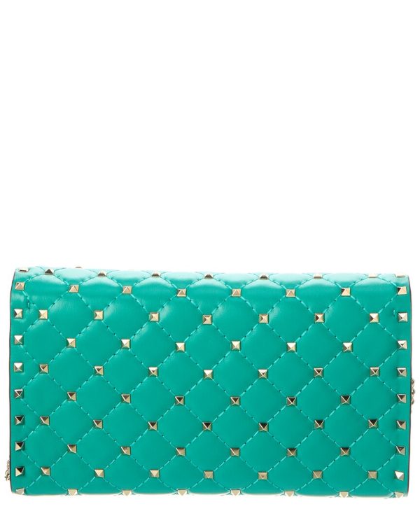 Valentino Rockstud Spike Leather Wallet On Chain Supply