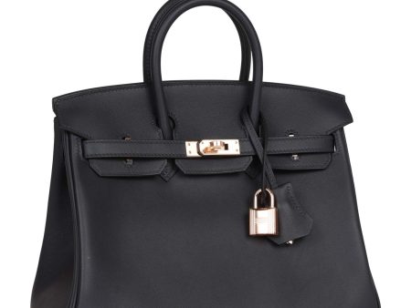 Hermes Birkin 25 Caban Swift Rose Gold Hardware Fashion