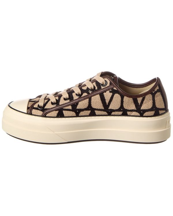 Valentino Totaloop Xl Toile Iconographe Canvas & Leather Sneaker For Discount