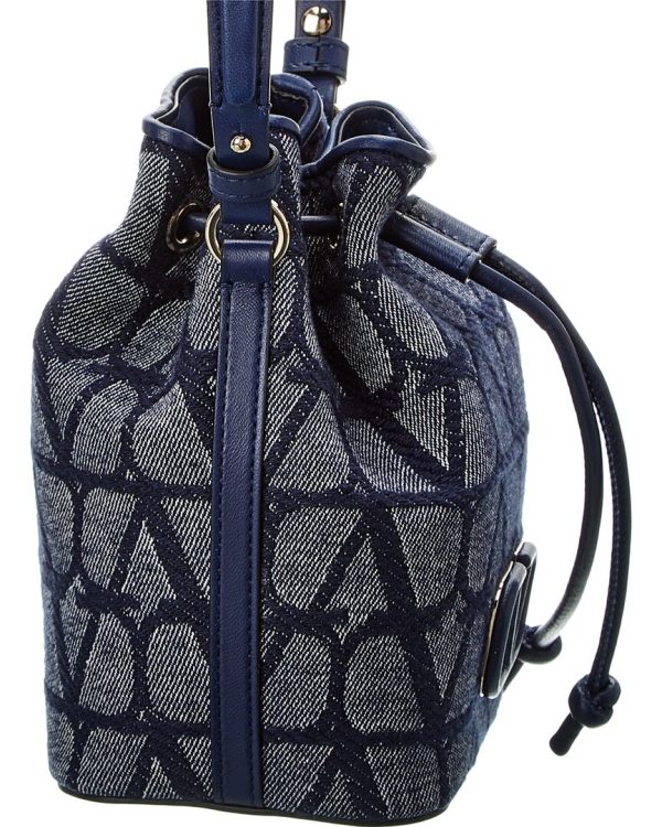 Valentino Vlogo Mini Toile Canvas & Leather Bucket Bag Online Hot Sale