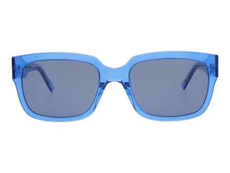 Balenciaga Unisex Square Rectangle Light Blue Blue Blue Fashion Designer Eyewear For Sale