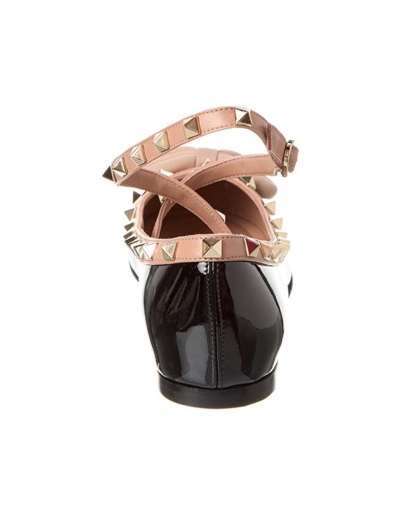 Valentino Rockstud Patent Ankle Strap Ballerina Flat on Sale