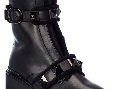 Valentino Roman Stud 40 Leather Combat Boot Online Hot Sale