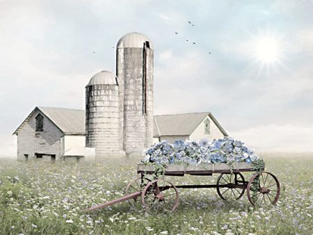 LD2346 - Blue Flower Wagon   - 16x12 For Cheap